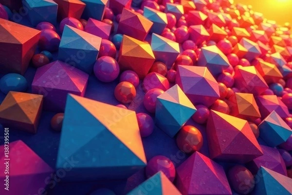 Fototapeta Geometric shapes in vibrant colors, endlessly repeating , art, illustration, triangle