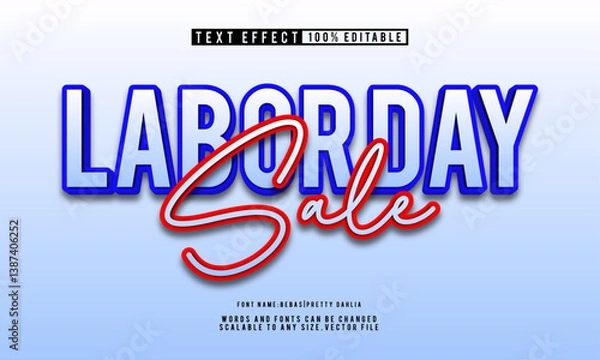Obraz Editable Labor Day text effect template featuring vibrant, colorful design.