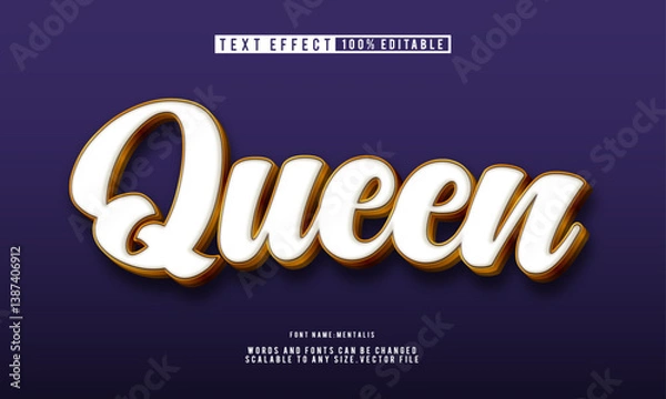 Obraz Editable Queen 3D text effect in luxurious gold style