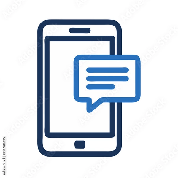 Fototapeta Smartphone with Chat Bubble Representing Mobile Messaging or Communication Icon Design