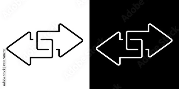 Obraz Double arrow icon, two side symbol, double arrow logo concept. Set of double arrow icons.
