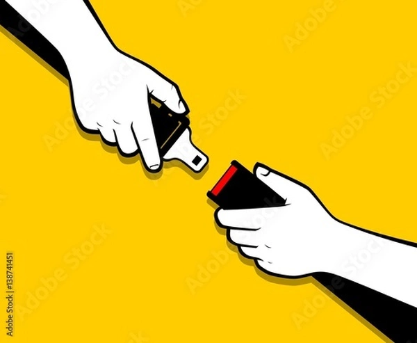 Obraz Hands locking safety belt