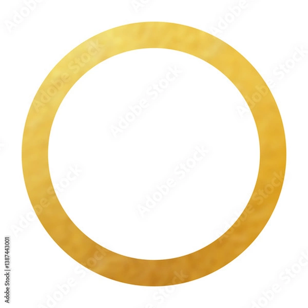 Fototapeta Circle luxury Gold frame border transparent png or isolated on white. Textured golden border for poster, banner, greeting, card, book, print & publication design.	