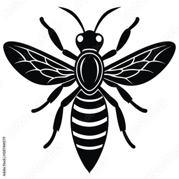 Fototapeta Wasp vector silhouette single collection