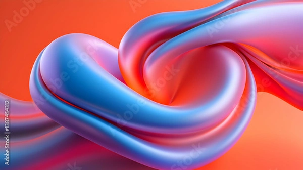 Obraz Abstract Swirling Fluid Shapes in Blue Red Orange Gradient