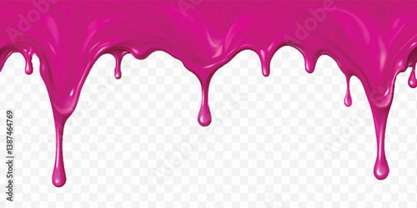 Fototapeta realistic liquid paint dripping down in different colour style isolated on white background