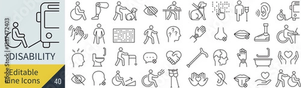 Obraz 線の編集ができる障害に関するアイコンセット（アウトライン化していない）
