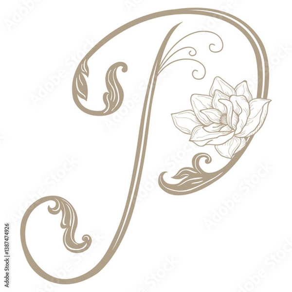 Obraz Vector Illustration of Vintage Letter and Monogram P.