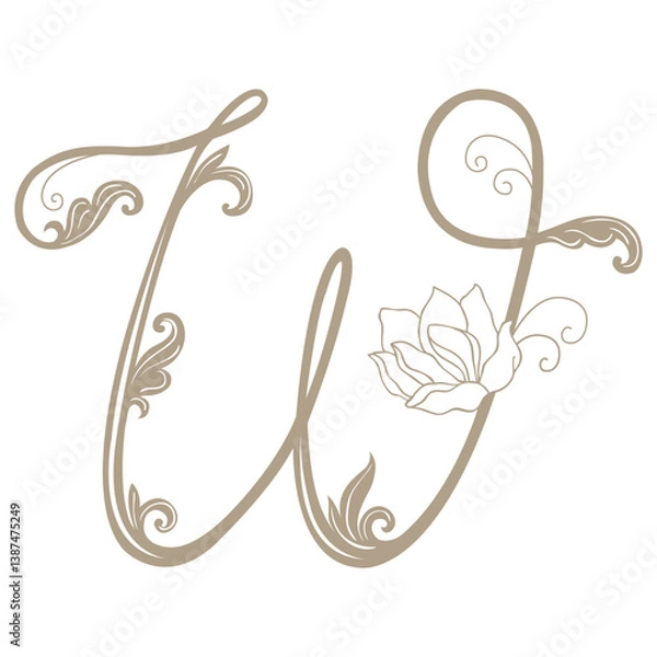 Obraz Vector Illustration of Vintage Letter and Monogram W.