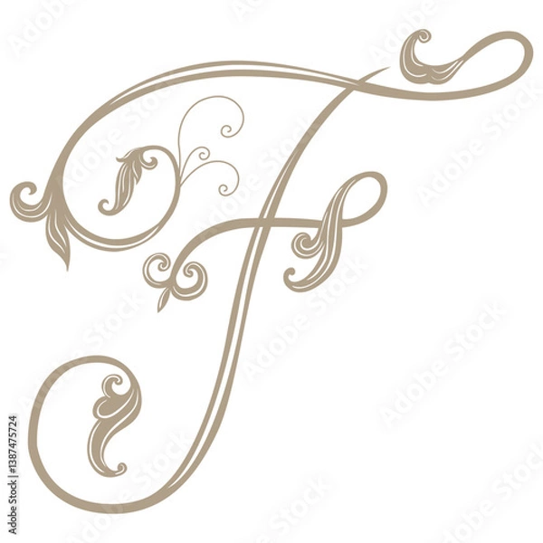 Obraz Vector Illustration of Vintage Letter and Monogram F.