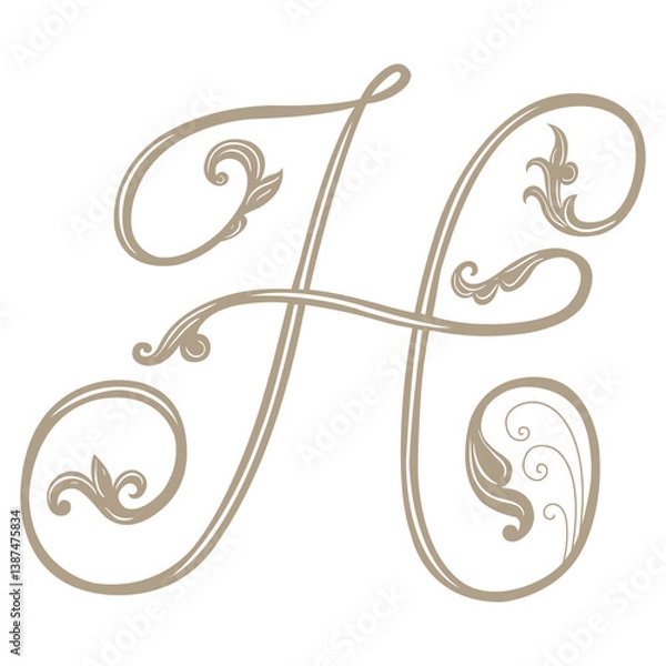 Obraz Vector Illustration of Vintage Letter and Monogram H.