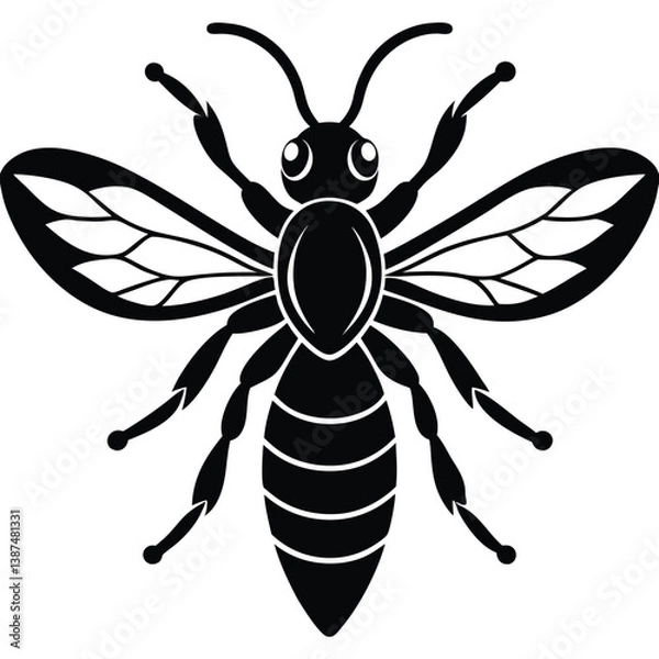 Fototapeta Wasp vector silhouette single collection