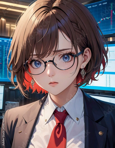 Fototapeta 眼鏡をかけた知的な女性