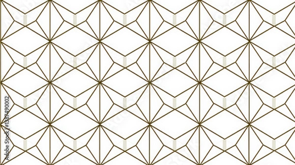 Fototapeta A pattern of squares and triangles in gold and white