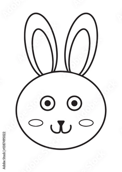 Fototapeta Black and white hand drawing rabbit DNR style 1