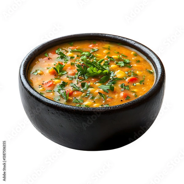 Fototapeta Yellow Split Pea Soup Isolated on Transparent Background