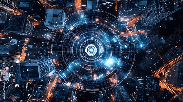 Fototapeta An AI powered system improving public safety by analyzing crime data, AI-assisted predictive policing, and real-time surveillance monitoring for safer communities