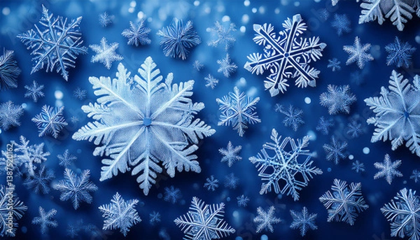 Obraz snow flakes on blue background