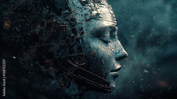 Fototapeta Metallic Enigma: A Digital Sculpture of Tranquility