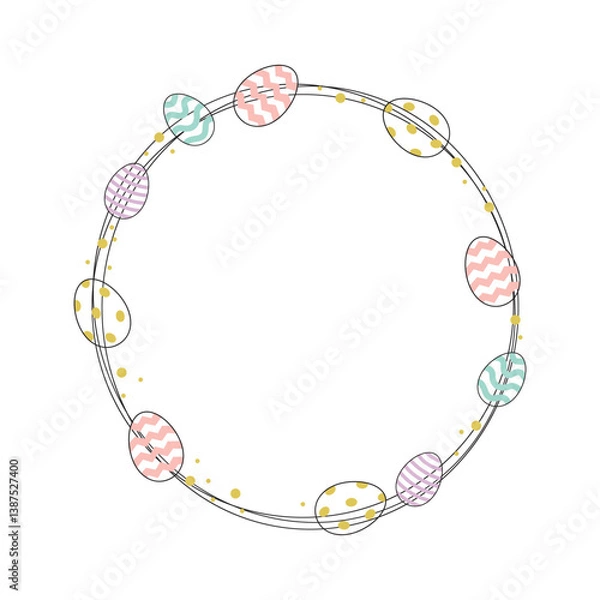 Obraz easter frame with eggs, isolated vector illustration on white background, template for easter decoration, greeting cards, invitation, banner, poster,prints
