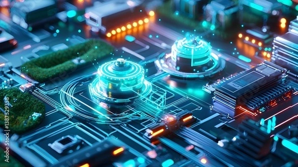 Fototapeta Quantum Computing Circuitry AI - technology innovation