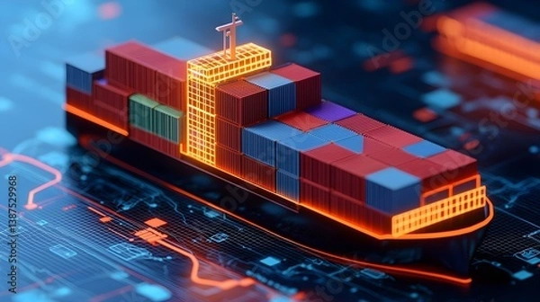 Fototapeta Shipping Tech: Global Logistics Network - technology innovation
