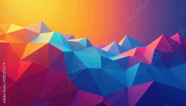 Fototapeta Geometric shapes in vibrant color gradients, infinitely repeating , texture, style