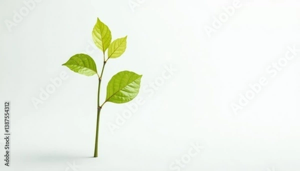 Obraz Single, delicate sapling against pure white backdrop , tree, summer