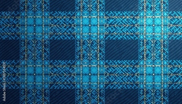 Obraz Subtle blue and grey glen plaid, seamless design, sophisticated, geometric