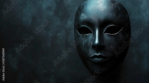 Fototapeta Elegant Dark Mask Close-up on Black Grunge Background for Mystery Concepts
