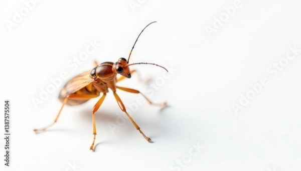 Fototapeta Close-up of a single insect on white background, background, closeup