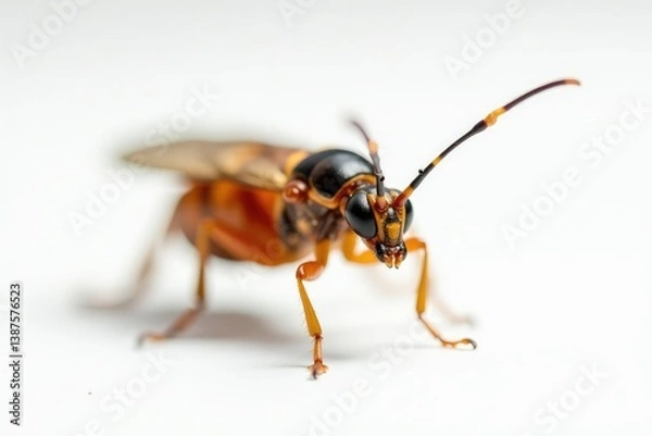 Fototapeta Close-up of single insect on pure white background, wings, isolated, studio