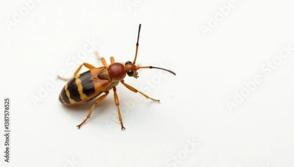 Fototapeta Close-up of single insect on pure white background, realistic, eye