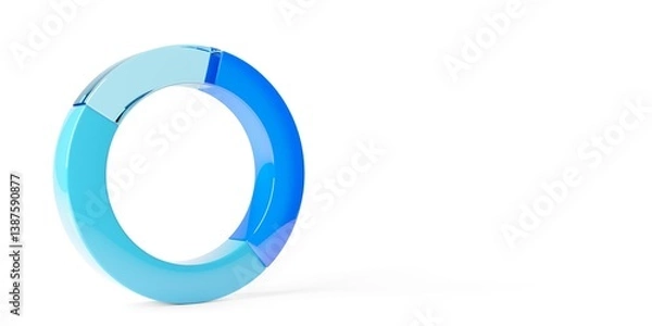 Fototapeta Different materials pie chart ring business diagram standing on white background, financial growth, statistics or investment graph concept with copy space