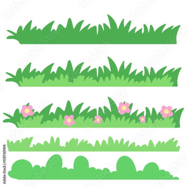 Fototapeta Grass vector collection design. Different doodles of grass.