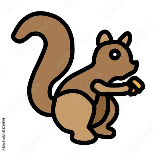 Fototapeta Squirrel with Nut Vector Filled Icon Design