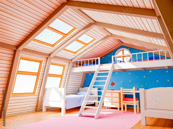 Fototapeta child bedroom on attic