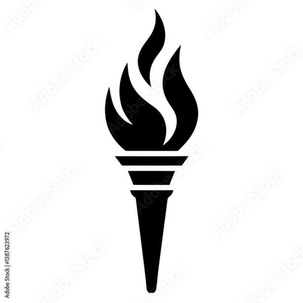 Fototapeta Torch silhouette of a burning flame for graphic design.