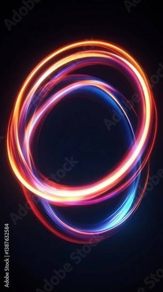 Fototapeta Radiant rings pulse in steady loops, expanding and contracting in motion. Vertical.