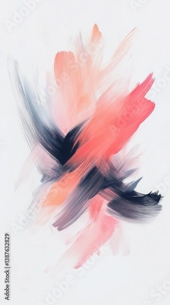 Obraz Delicate pastel lines glide over a bright white field in smooth motion. Vertical.