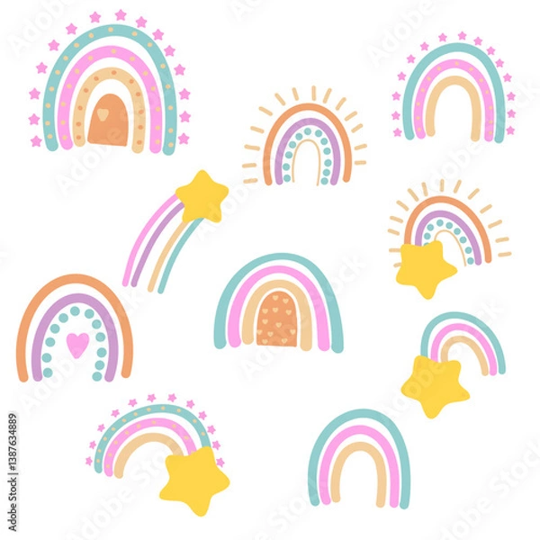 Fototapeta Multi colored rainbow shape collection design. Vector illustration .