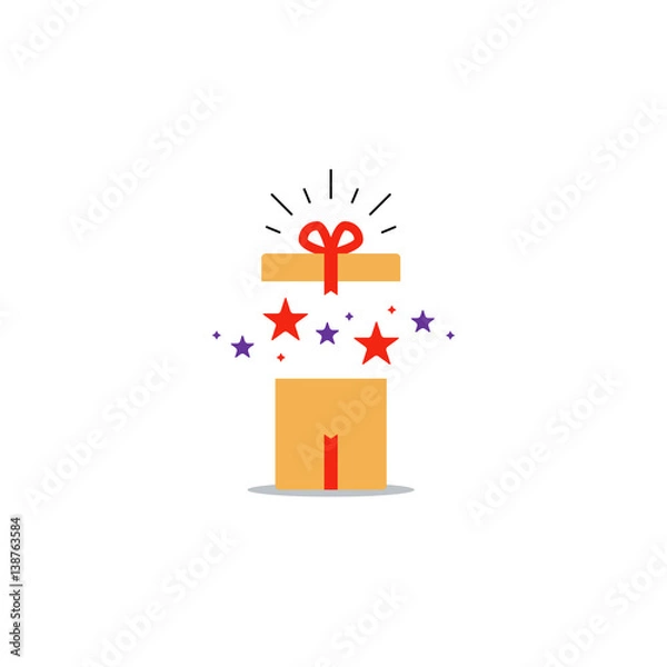 Obraz Opened gift box, surprise concept, birthday celebration