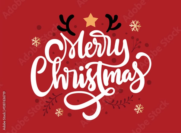 Obraz Merry christmas lettering vector graphic illustration