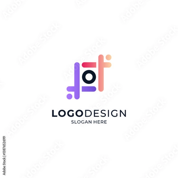 Fototapeta camera with lens and a cheerful kid for a photography education logo