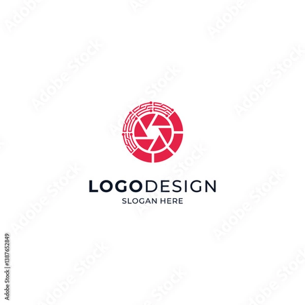 Fototapeta camera with microchip and energy bar accents for the logo of a tech camera brand