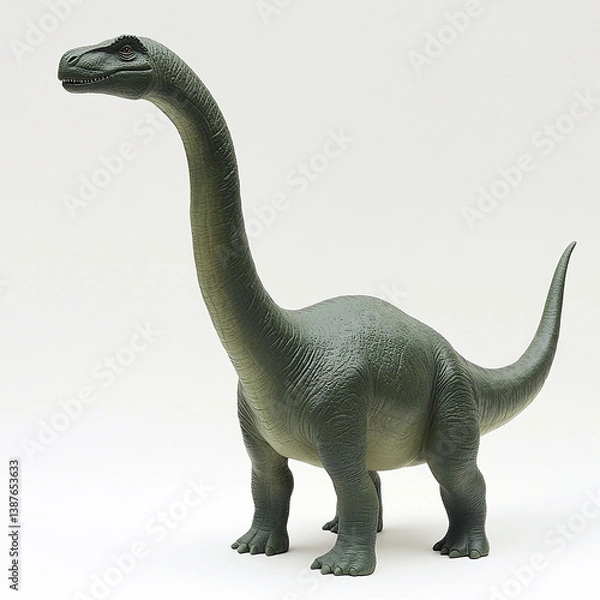 Fototapeta Brachiosaurus model on white background, showcasing its long neck and tail