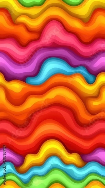 Fototapeta Vibrant, wavy patterns of colors including red, orange, yellow, green, blue, and purple create a dynamic and engaging visual effect.