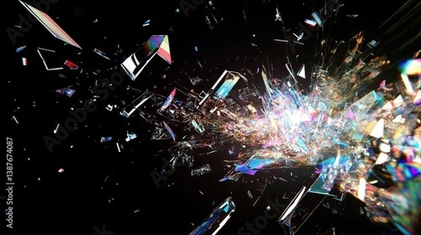 Obraz Shattered prism explosion effect with rainbow light for surreal overlays and visual transitions