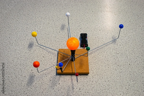 Obraz Simple demonstration model to show the rotation of the planets around the sun. Used in geography or physics class.