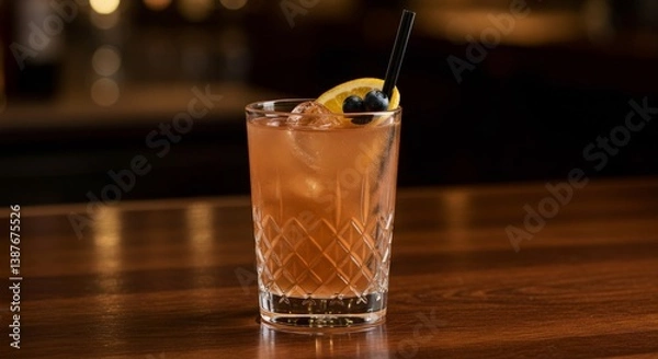 Obraz Refreshing Blueberry Lemon Cocktail